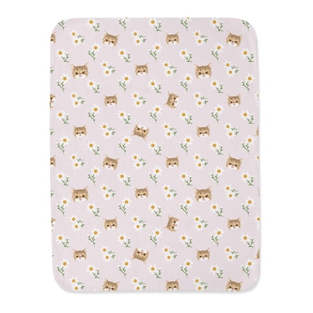 Pastel Pink Cat Flower Pattern Blanket -Image by Shutterstock,