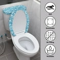 thumbnail image 3 of FORUDESIGNS Blue Tropical Leaf Pattern 2 Pack Toilet Lid Cover and Toilet Tank Lid Cover Universal Toilet Seat Cozy Decoraction Fits Most Round Elongated and Oblong Lids, 3 of 8