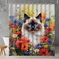 thumbnail image 2 of Welcome Spring Summer Ragdoll Portrait Flower Blue Sky Shower Curtain Cat Lover Kitten Owner Gifts Idea Waterproof Bathroom Bathtub Curtain - 12001, 2 of 5