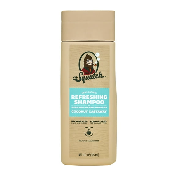 Dr. Squatch Coconut Castaway Natural Hair Shampoo for Men, 11 fl oz