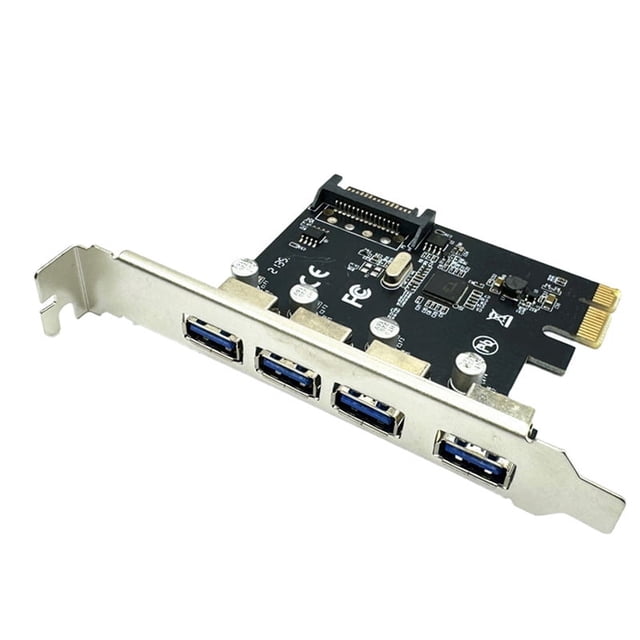 Carte d'Extension USB 3.0 PCI-E 4 Ports PCI Express PCIe Adaptateur Hub USB 3.0 5Gbps Rallonge Contrôleur avec Alimentation SATA