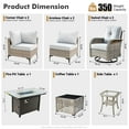 thumbnail image 6 of XIZZI 9-Piece Outdoor Patio Furniture Set, High Back Wicker Sectional with Fire Pit Table & Swivel Rocking Chairs, All-Weather Rattan Conversation Set for Patio & Garden, Gray, 6 of 11