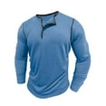 thumbnail image 6 of UVEASISHA Men's Long Sleeve Henley Shirts 3-Button Casual Slim Fit T-Shirt Lightweight Soft Basic Tops Solid Color Vintage Workout Tees Light Blue XXL, 6 of 9