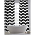thumbnail image 6 of Black Moire Ombre Semi Sheer Curtains 108 Inch Length 2 Panels Set, Water Ripple Stripe Farmhouse Sheer Kitchen Curtain Privacy Voile Window Curtain for Living Room Bedroom Rod Pocket Drapes, 6 of 7