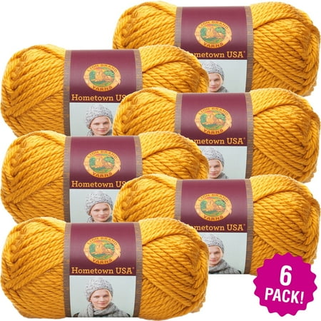 - Lion Brand Hometown USA Yarn - Madison Mustard, Multipack of 6