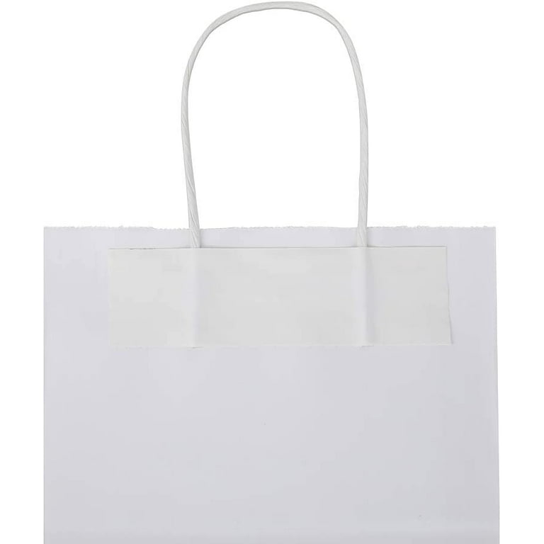 8x4.75x10 100 Pcs White Kraft Paper Bags, Shopping, Mechandise, Party, Gift