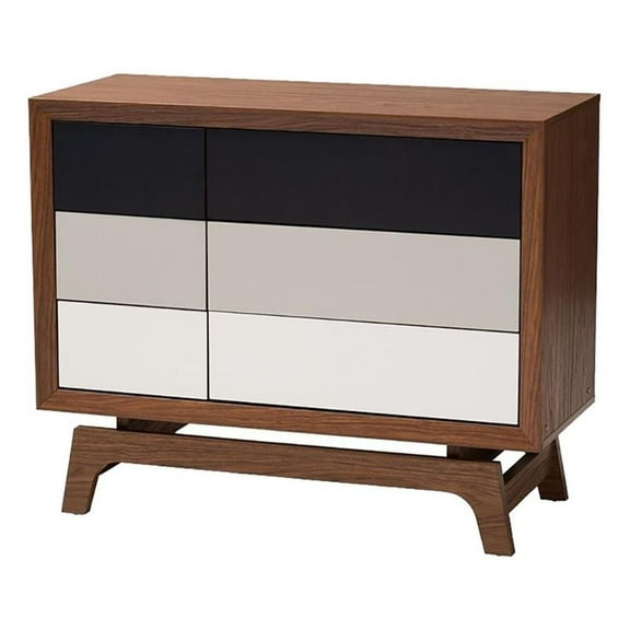 Hawthorne Collections Mid Century 6 Drawer Wooden Chest Dresser, Storage Dresser in Multicolored