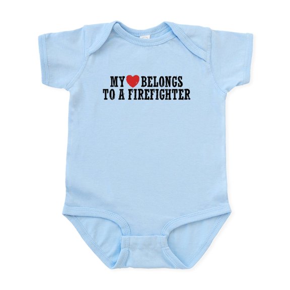 CafePress - My Heart Belongs To A Firefighter Infant Bodysuit - Baby Light Bodysuit, Size Newborn - 24 Months