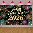 thumbnail image 3 of Colorful Fireworks Happy New Year Banner Golden Lettering 2026 New Year Display Festive Design Sparkling Elements New Year Backdrop for New Year Party 2026 Celebration Holiday Gathering, 3 of 9