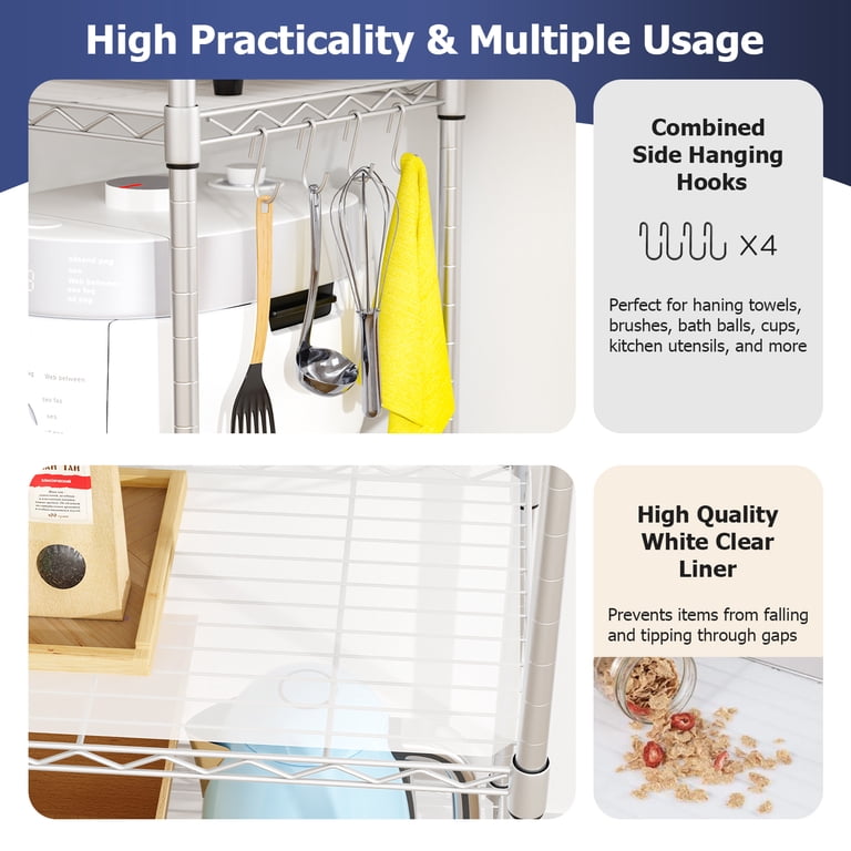 FDW 5-Tier Metal Wire Garage Storage Shelf with Wheels, Chrome photo 7