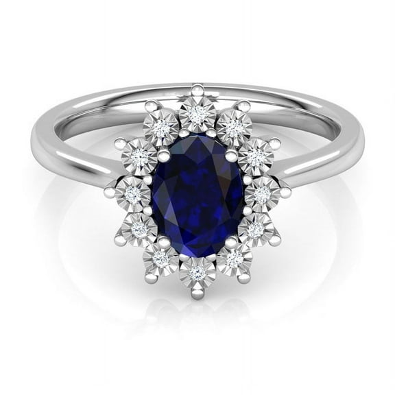 Eloya Jewel Cluster Engagement Ring for Women's – 1.3 Ct Oval Cut Diamond Ring – 14K White Gold Plated Diamond Ring for Her – Prong Setting – Ideal Gifts for Engagement or Wedding