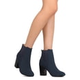 thumbnail image 6 of ML Mandarin-7 Women Faux Suede Almond Toe Chelsea Chunky Heel Bootie, 6 of 6