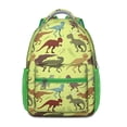 thumbnail image 1 of Cute Baby Dinosaur Pattern Backpack – Artistic Cartoon Dino Print Schoolbag with Planets, Forest, and Star Design, 1 of 6