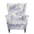 thumbnail image 2 of HUISEFOR French Country Wingback Chair Covers, Toile de jouy Wingback Armchair Slipcover, 2 Piece, 1 Wing Cover & 1 Cushion Cover, Anti‑Scratch, Easy to Install, Furniture Protector, 2 of 7