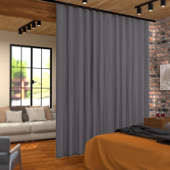 Heavy-Duty Ceiling Curtain Track Set, Black 6-9ft Sliding Rail - Room Divider with Clips for Homeowners & Space Planners