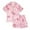 X1 Pink1, variant on Girls Silk Pajamas, 2 Pcs Cute Print Satin Pjs Set Button Down Soft Top with Shorts Sleeve Sleepwear,Color:Purple,Size:5-6 Years