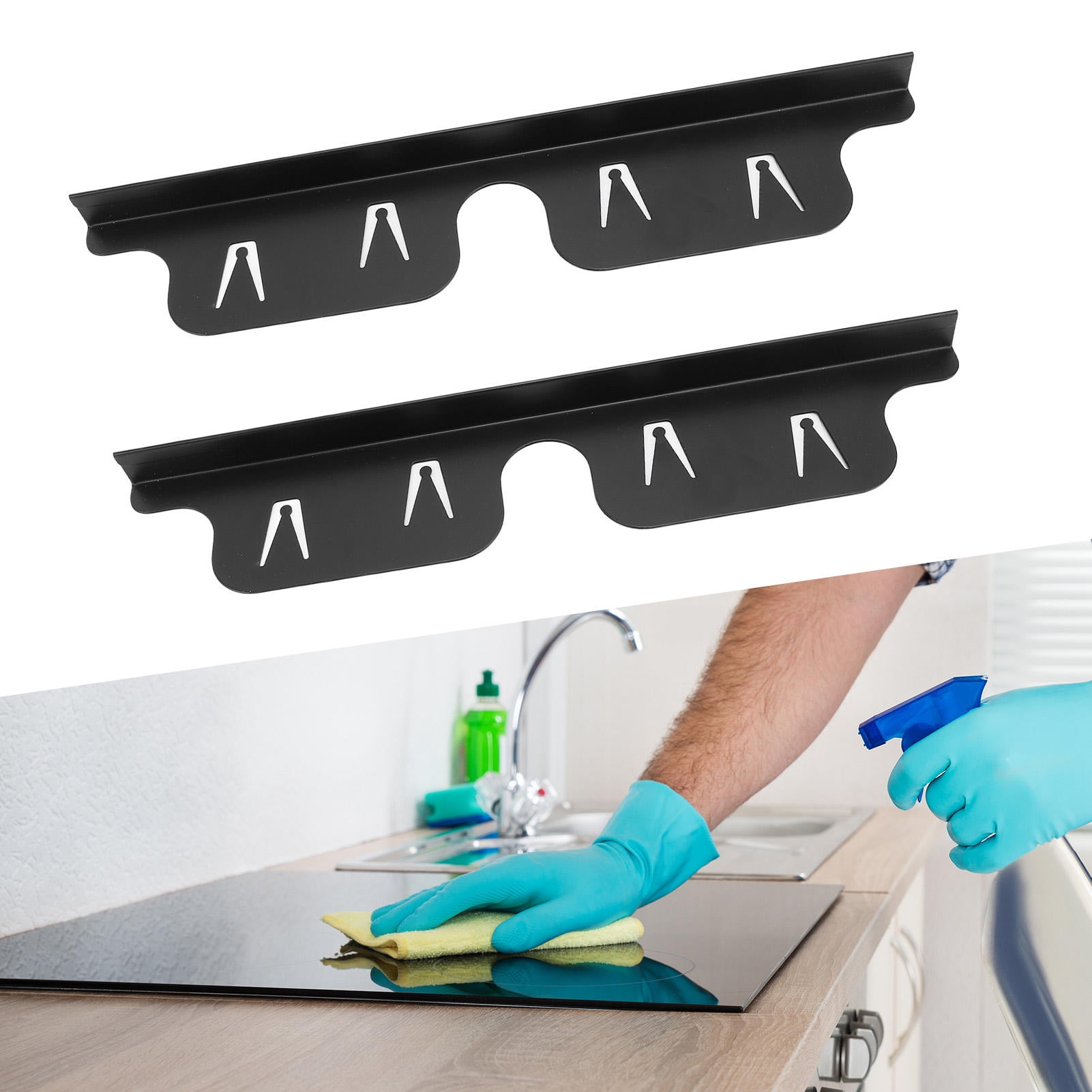 LAZIOEGR Adjustable Stainless Steel Stove Crevice Covers, 2‑Pair, 35‑70cm, Black, Dishwasher‑Safe Kitchen Guard