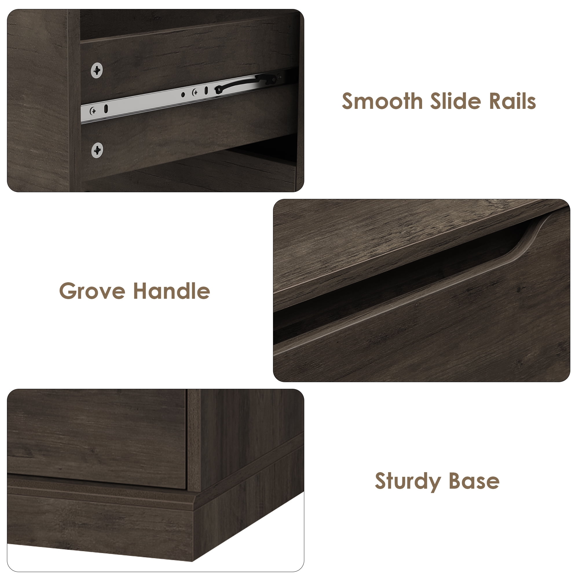 Homfa Vertical 7 Drawer Dresser, 51.3 in Tall Wood Storage Cabinet with Upgraded Stable Base for Bedroom Living Room, Dark Brown