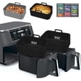 thumbnail image 1 of GHSDFBB Doublures en Silicone pour Friteuse à Air Chaud-2 Pcs Plateau de Cuisson en Silicone Rectangulaire pour Ninja Double Panier de Remplacement Réutilisable avec Feuille Magnétique (8 * 5.3 Pouces(8 Qt), dz201-Noir, 1 of 7
