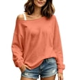 thumbnail image 3 of Auralook Womens Off the Shoulder Tops Sweatshirts Lightweight Oversized Pullovers Long Sleeve Loose Fit Tunic Tops, 3 of 9