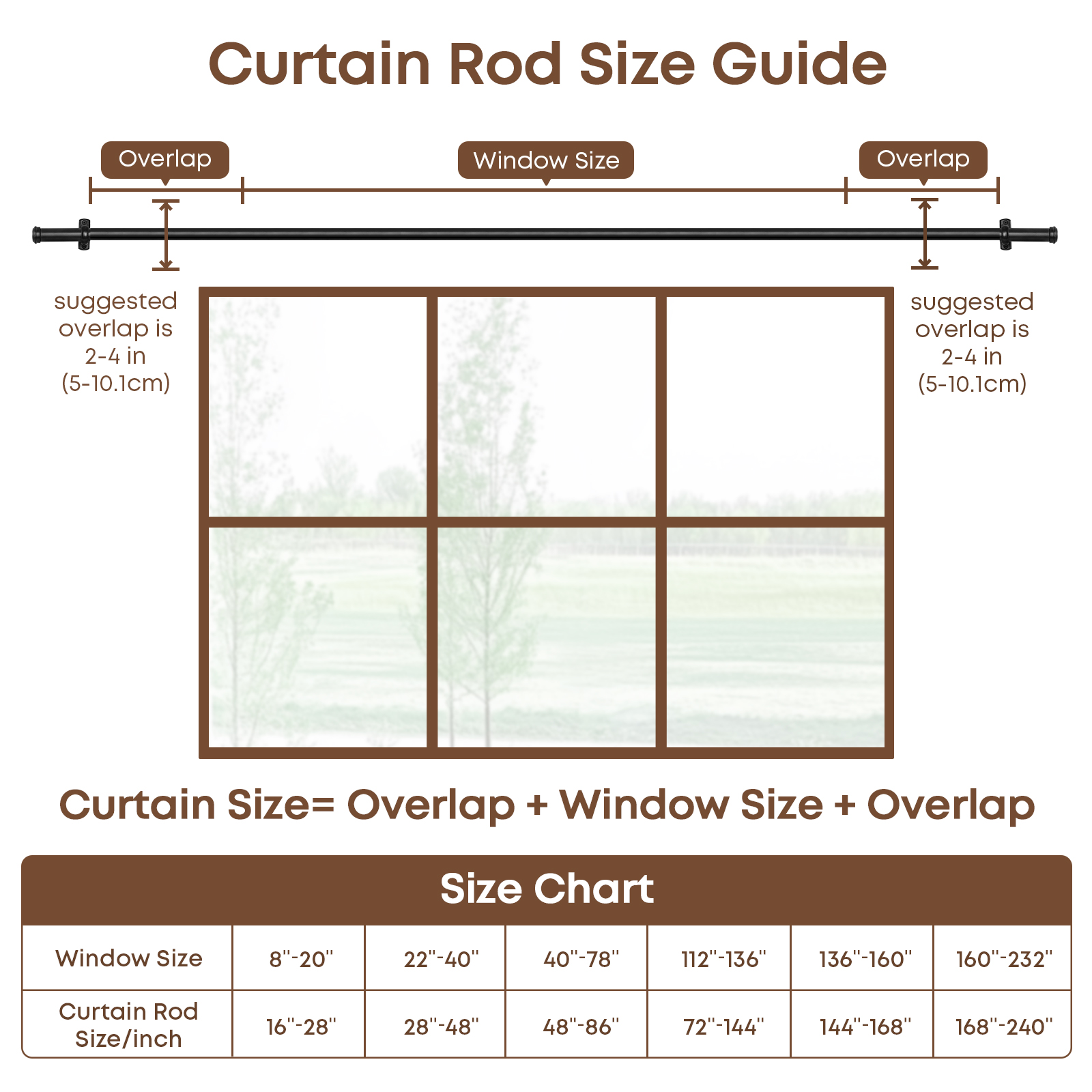 Rose Home Fashion 1 Inch Black Adjustable Curtain Rods Windows Outdoor for Patio Wall & Ceiling Mount, 48" - 86"