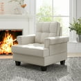 thumbnail image 4 of Gymax Mid-century Modern Accent Armchair with Thick Pillow & Cushion Studded Chair Beige, 4 of 8