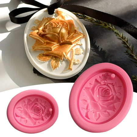 

UDIYO Rose Flower Shape Silicone Baking Mold Heat-resistant Quick to Demold Anti-deform Non-stick DIY Rose Shaped Fondant Mould 1pc