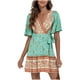 thumbnail image 1 of Vestido HUOGUO para mujer, casual, manga corta, estampado con cuello en V, 1 of 5