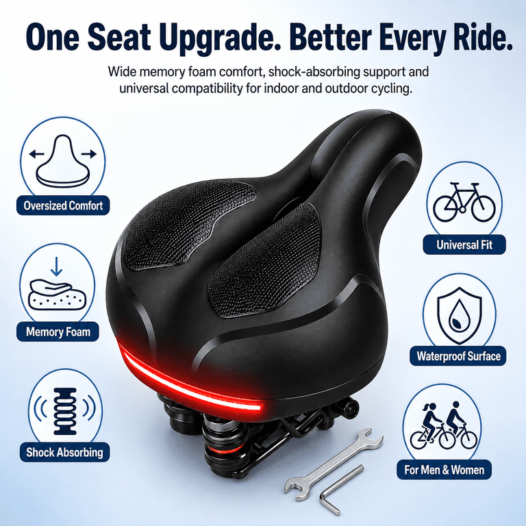 NIUTA Oversized Bike Seat Cushion, Memory Foam Saddle photo 3