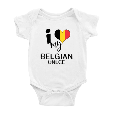 

I Heart My Belgian Unlce Belgium Love Flag Baby One-Pieces Baby Bodysuit (White 6-12 Months)
