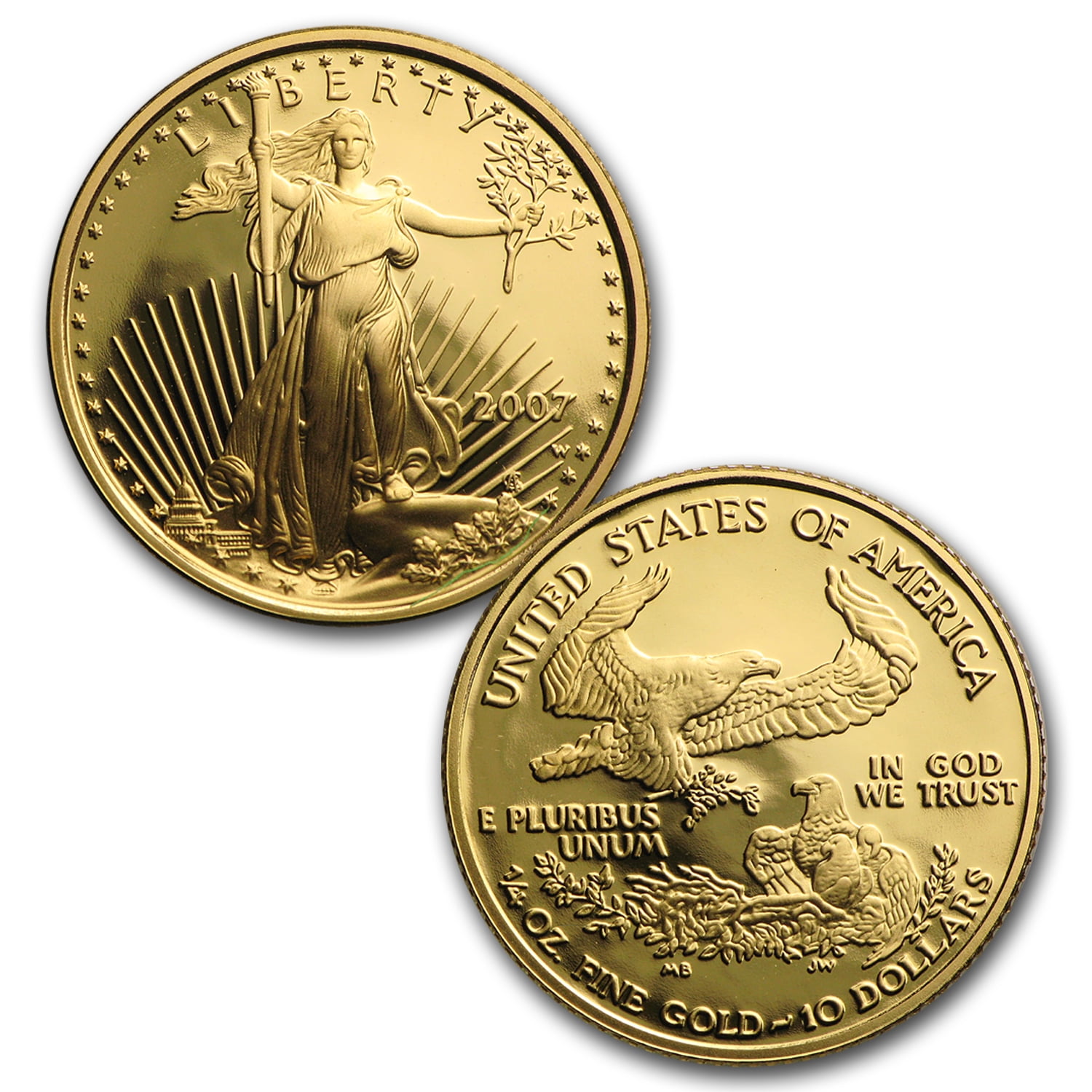 2007-W 4-Coin Proof American Gold Eagle Set (w/Box & COA