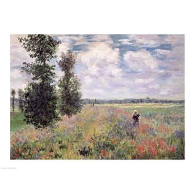 Affiche Imprimée Le Champ de Coquelicots par Claude Monet - 24 x 18 Po.