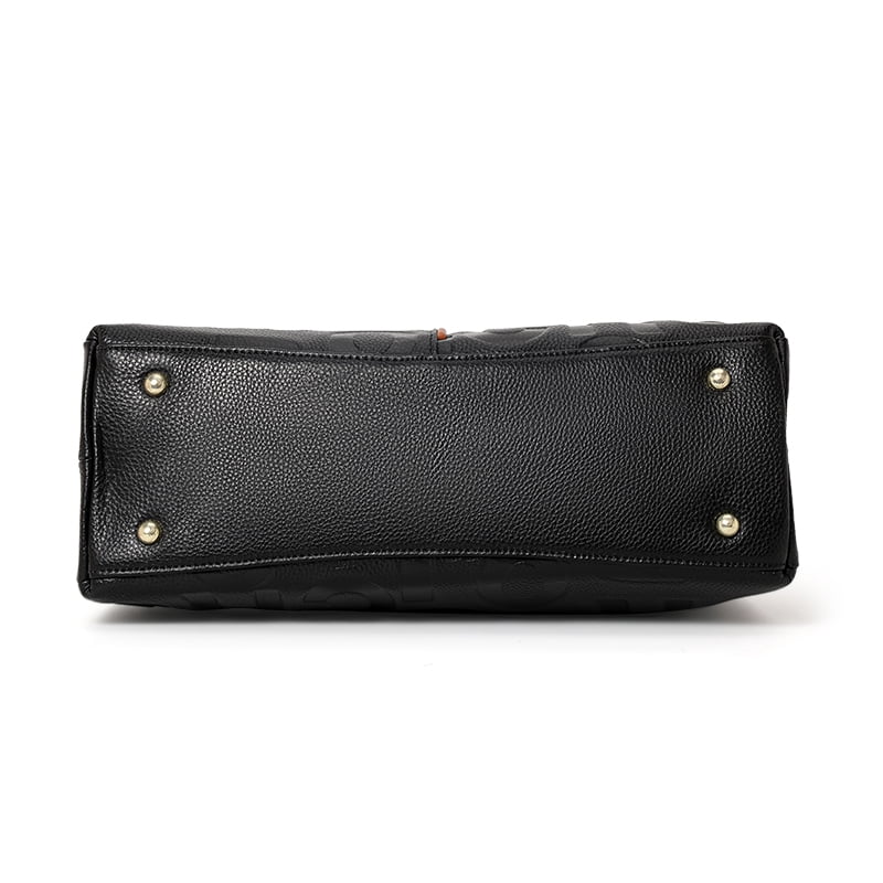 High-quality genuine leather alphabet stripe contrast handbag/tote for women, large capacity storage bag/purse