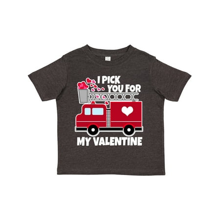 

Inktastic I Pick You for My Valentine with Red Firetruck Gift Toddler Boy or Toddler Girl T-Shirt