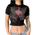 thumbnail image 1 of Blusa de manga corta con estampado de cuello redondo informal para mujer a la moda, Tops de verano Fridja bn1556, 1 of 9