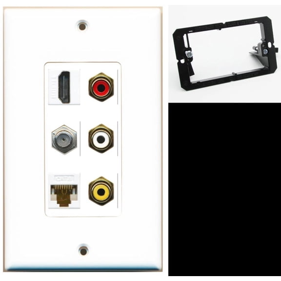 Ultra Spec Cables 1 Port HDMI Cat6 Coax Composite RCA Wall Plate w/Mounting Bracket
