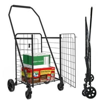 Folding Shopping Cart with Wheels - Grocery Utility Cart, 360° Swivel, 120lb Capacity