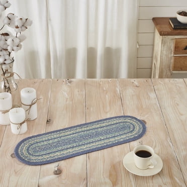 VHC Brands 13x48 Oval Jute Table Runner – Farmhouse Braided Natural Tan – 840528125447