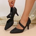 thumbnail image 5 of Pennysue Women's Black Glitter Strappy Short Heels With Pointed Toes Size 11, 5 of 7
