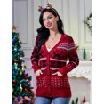 thumbnail image 5 of Women's Ugly Christmas Coat Button Down Open Front Pullover Holiday Long Sleeve Sweaters Red Winter and Fall, 5 of 9
