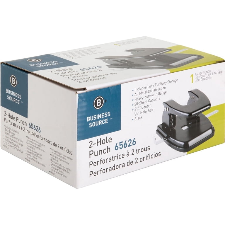 Business Source, Heavy-Duty 2-Hole Punch, BSN65626, Black