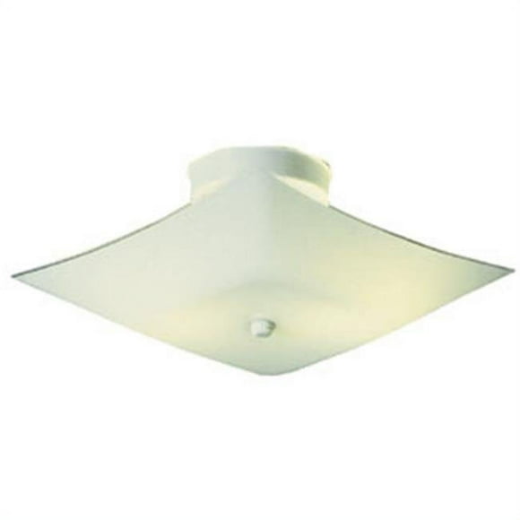 Design House 501338 2-Light 11.2 in. White Square Glass Ceiling Mount- White Finish
