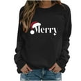 thumbnail image 2 of Raglan Sleeve Sweatshirts Tops for Women 2025 Merry Letter Print Christmas Shirts Long Sleeve Crewneck Pullover (S, Black 02), 2 of 4