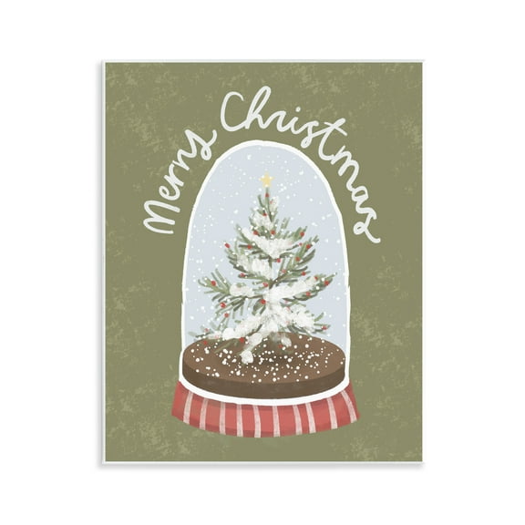 Stupell Industries Merry Christmas Snow Globe Wall Plaque Art, design by Sadie Harper, 14 x 11