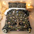 thumbnail image 2 of Homewish Vintage Tree Of Life Twin Quilt Set,Romantic Floral Twin Coverlet Set,Black Green,Black Reversible,2pcs, 2 of 7