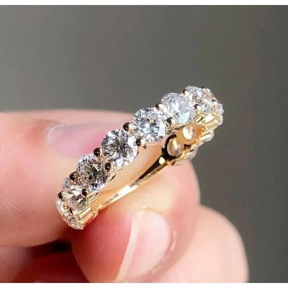 1.20CT Round Cut Lab Grown Diamond Full Eternity Wedding Band 14K Yellow Gold