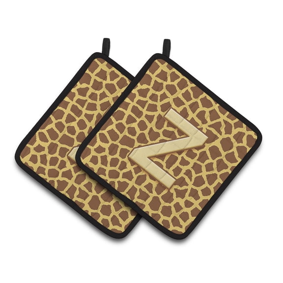 Carolines Treasures CJ1025-ZPTHD Letter Z Initial Monogram - Giraffe Pair of Pot Holders, 7.5HX7.5W, multicolor