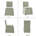 thumbnail image 3 of Dayalane Modern Farmhouse Parsons Slipcover Dining Chairs Set of 2, High Back Linen Upholstered Kitchen Chairs with Removable Slipcover, Armless Oak Wooden Side Chair for Dining & Living, Green, 3 of 11