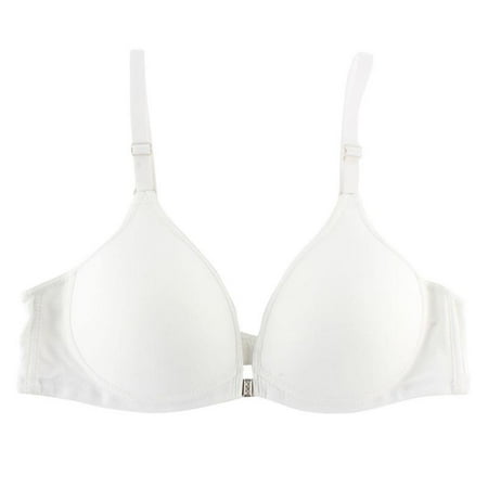 

Women Push Up Bra Sexy Front Closure Underwear Gather Bra Top Solid Adjusted Seamless Thin Padded Sexy Lady For Girls White 80B