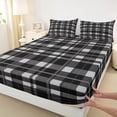 thumbnail image 3 of Homewish Classic Checkered Bed Sheets,Modern Aesthetic Art King Sheets,White Black Gray Sheet Set For Boys Kids,Super Cozy Room Decor,4 Pieces, 3 of 7